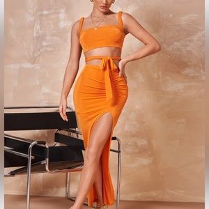 Orange 2 piece skirt and top